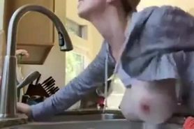Fucking mature woman in the ass in kitchen