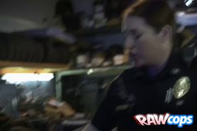 Dude with dreadlocks gets his cock pleasured by horny female cops