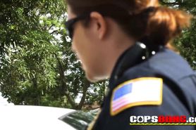 Blonde cop loves black big cock after arrest him