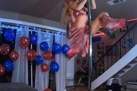 Athletic Stripper Milf girl dances and gets a huge load to the face after patriotic block party