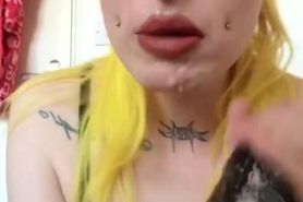 British tattooed slut loves sucking huge dick