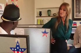 Busty milf Darla Crane takes two rough polls in her pussy on election day
