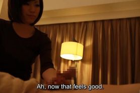 Subtitled Japanese hotel massage handjob leads to sex in HD