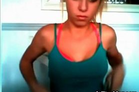 Hot blonde showing her tits on cam