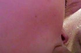 Little sister sucks my fat dick in hotel tub with Parents in next room!-