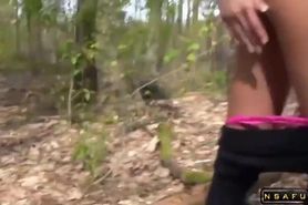 French slut fucked and swallows outdoors