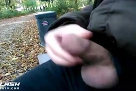 A man wanks his dick in public in Germany 9