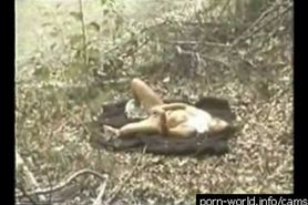 Chubby chick has solo fun in the woods!
