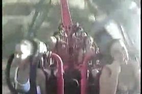 tittty popping out on rollercoaster