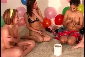 Amateur teens eat pussy in reality groupsex