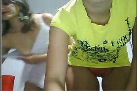 two latino girls play on cam