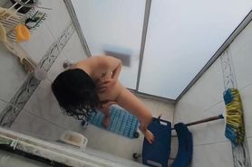My stepcousin discovers the hidden camera while masturbating in the shower