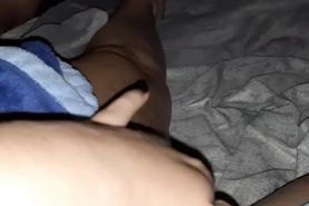 Girl rubs clit to orgasm next to sleeping bf