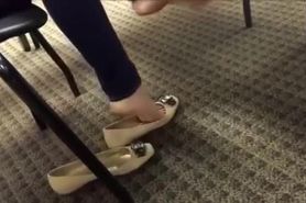Candid Asian Library Dangle and Shoeplay