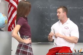 InnocentHigh Smalltits schoolgirl teen rides teachers cock - video 1
