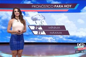 Ana Cecy González culona en minifalda azul brillante HD