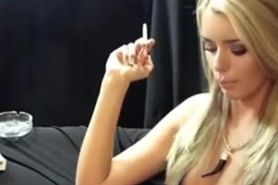Gorgeous blonde girl smoking sexy