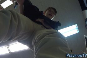 Asian teen pissing pants