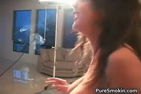 Bigtits brown haired hot babe smoking part4 - video 1