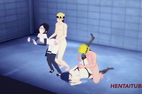 Boruto Naruto Hentai - Orgy With Boruto x Sarada and Naruto x Hinata with cum inside