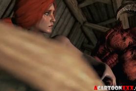 Redhead Triss gets alien dick inside her cunt