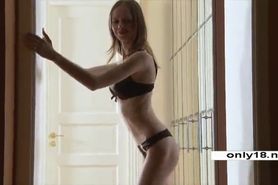 Skinny Teen Gloria with tight holes wide hopen