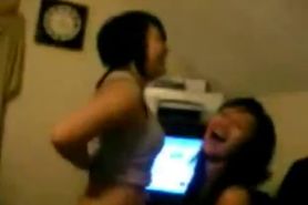 Asian teen gets her tits and lips kissed by her gf