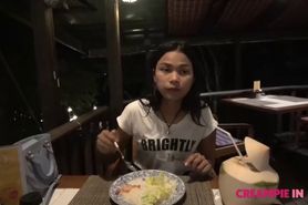 thai teen girl filled with huge creampie