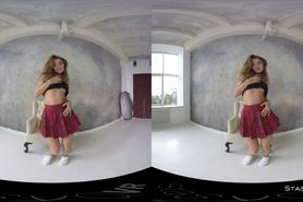 Hot blonde amateur teen stripping her red skirt