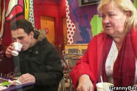 GRANNYBET - Huge grandma is picked up in cafe - video 1