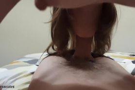 Friend lost a bet and had to make me cum without hands only with her throat. 69 no hands blowjob.