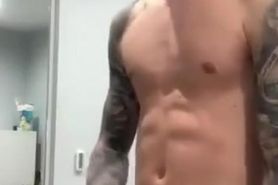 Tatted boy jerks his dick