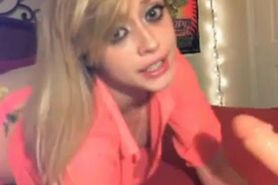 Blonde blow and deepthroat dildo in webcam 2