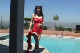 Rayveness in Red Lingerie and Pigtails