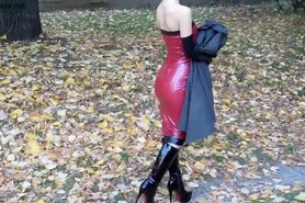 Wearing Latex Dress and Gloves in Public - Marilyn Yusuf Part 79