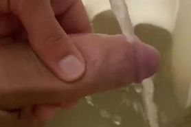 Beating my cock by water in the shower pov