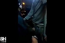 Bus Cutie Touches Stranger'S Cock
