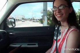 Teen cutie and her first car sex experience