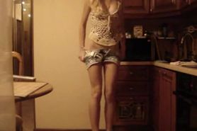 Blonde Strip In The Kitchen And Suck Cock