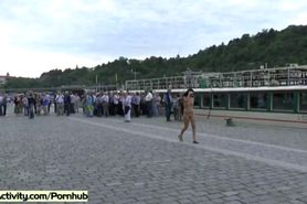 Crazy czech chicken naked on public streets - video 1