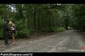 Tied up blonde fucks in woods in the middle of the day