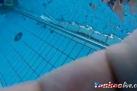girsl underwater at pool