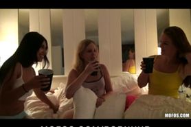 Hot young teen sluts have a girl's night out gang-bang orgy party