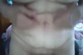Busty granny Bianca nude on bedroom webcam