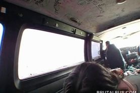 Sexy teen blowing giant shaft in the sex bus