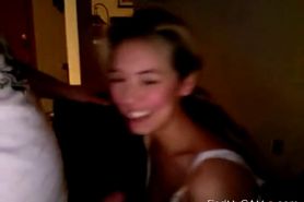 Coed shows off her blowjob skills on livecam