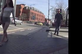 micro jupe in the street in public - video 1