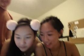 Two Asians Fucked by White Cocks