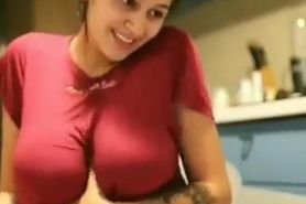 Indian girl watching porn and press tits