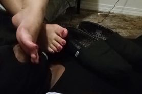 Making slave worship my sweaty feet